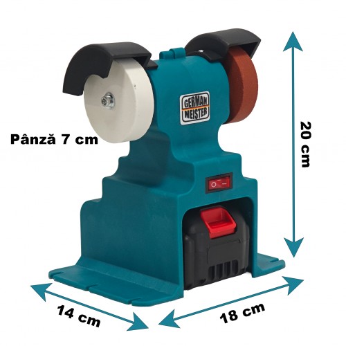 Polizor de Banc cu Acumulator German Meister 36V XGT, Dublu Disc